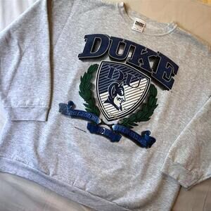 🔵 Vintage Duke Blue Devils 90s Crewneck Tultex Shield Crest Heather Gray 2XL